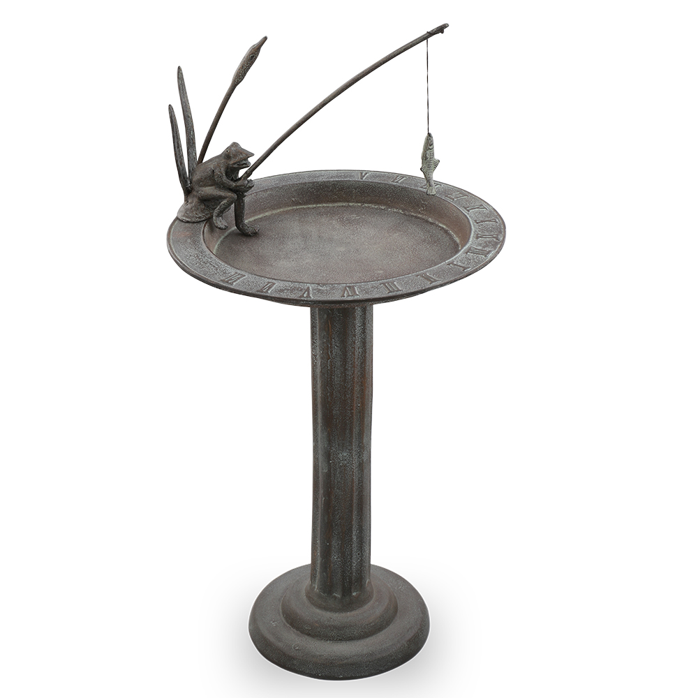 Fishing Frog Sundial and Birdbath