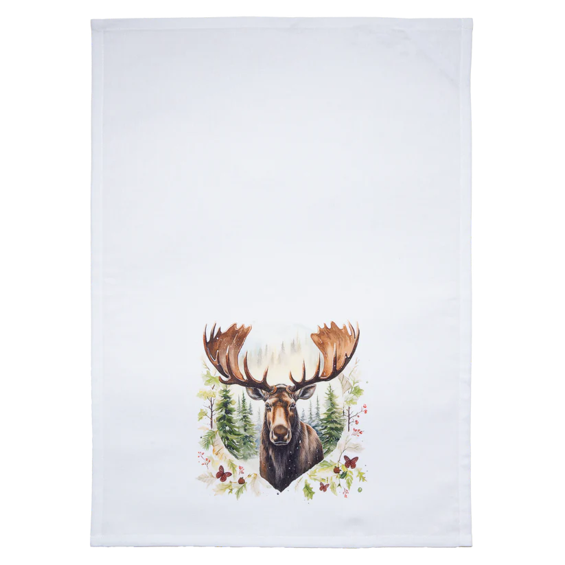 Floral Moose Tea Towel