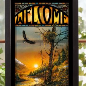 Flying Free – Bald Eagles – 20" x 14" Stained Glass Art
