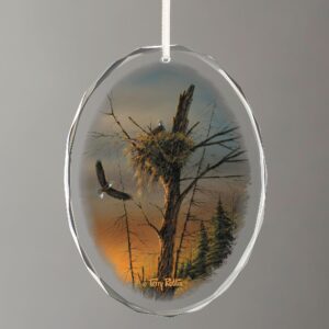 Flying Free - Bald Eagles - Oval Glass Ornament