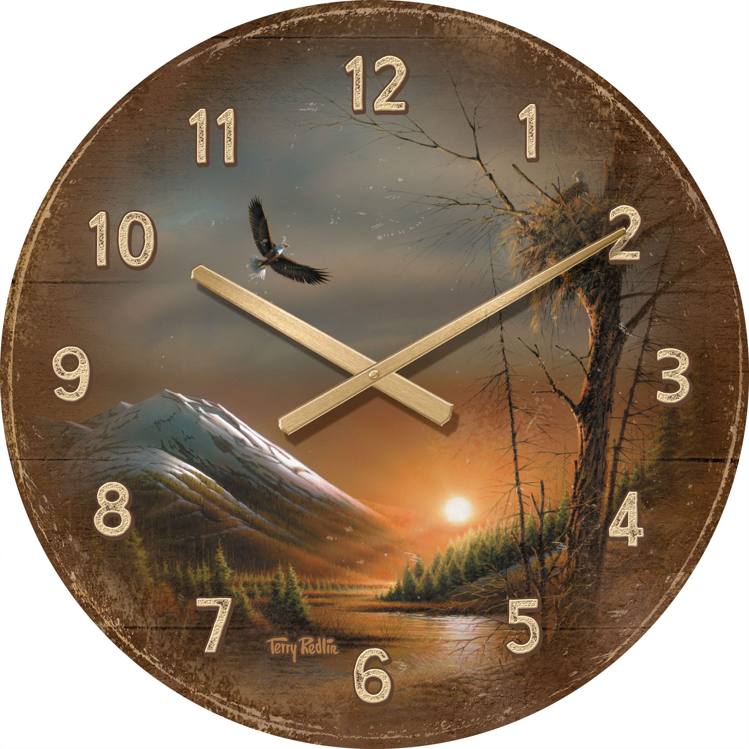 Flying Free – Bald Eagles – 21" Round Clock