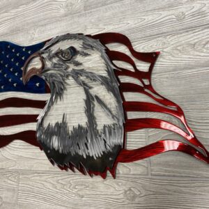 Freedom Flag Layered with American Eagle Metal Wall Art