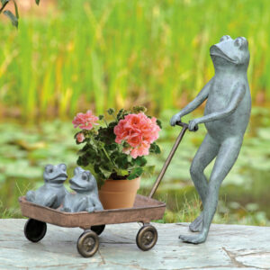 Frog Family with Wagon Planter Holder