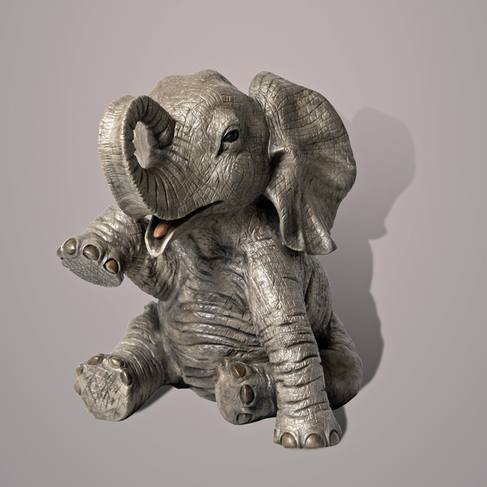 Gaia The Baby Elephant Bronze Sculpture by Barry Stein Sculptures