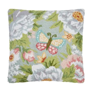 Garden Party Butterfly Hook Pillow Poly Filled 18X18