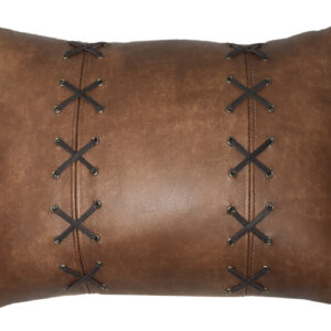 Gentle Fawn Leather Pillow - 12x18 - Fabric Back