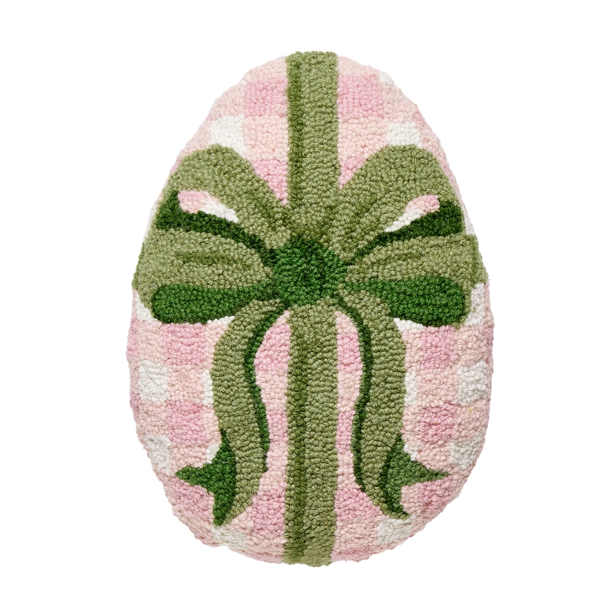 Gingham Easter Egg Hook Pillow