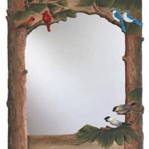 Hand Carved Woodland Songbird Mirror 24" x 28"