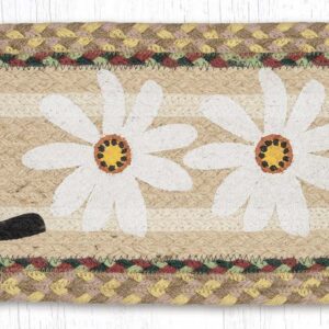 Hand Stenciled Oval Stair Tread with Bloom Design 8.25"x27"