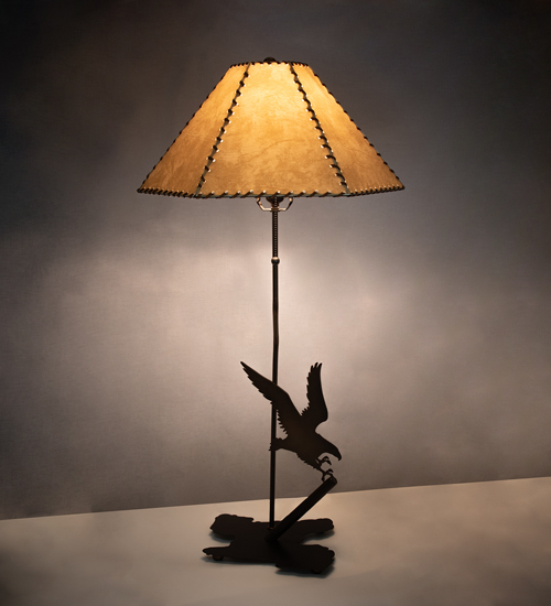 36" High Strike of the Eagle Faux Leather Shade Table Lamp