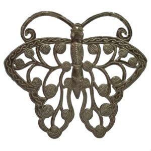 Lacy Butterfly Recycled Steel Drum Wall Art 11" x 12"