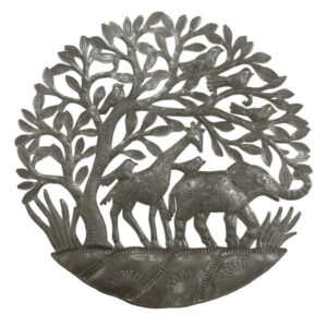 Medium Safari Scape Recycled Steel Drum Wall Art 17"