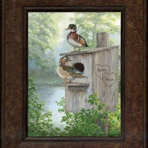 Misty Hideaway - Wood Ducks - Personalized Framed Canvas