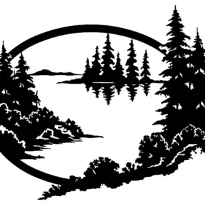 Mountain Lake Oval Wall Art Horizontal