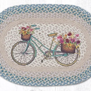 My Bicycle Hand Stenciled Oval Patch Braided Rug 20″x30″