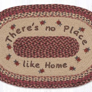 No Place Like Home Hand Stenciled Oval Patch Braided Rug 20"x30"