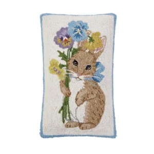 Pansy Rabbit Hook Pillow Poly Filled 12X20