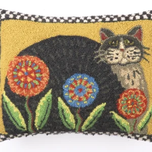 Penny Flower Cat Hook Pillow by Lisa Hilliker 14X18
