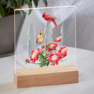 Picket Fence - Cardinals - Acrylic Night Light