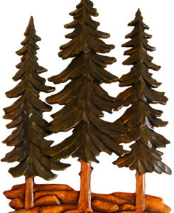 Pine Trees Intarsia Wood Art 16" x 24"