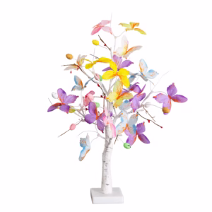 Pre-Lit Artificial Butterfly Twig Tree 2'