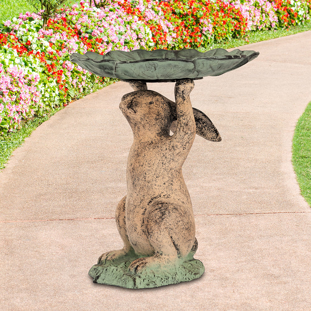 Rabbit Birdbath Garden Statue