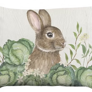 Rabbit and Cabbages Pillow