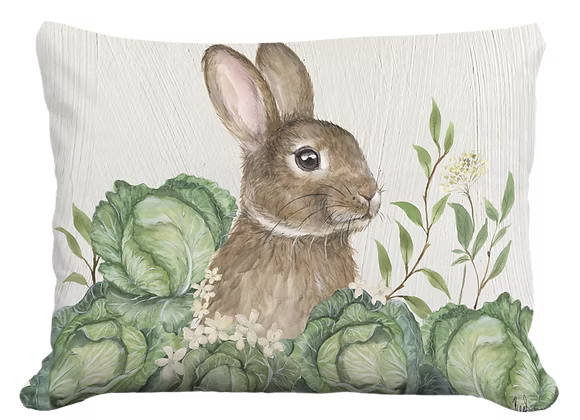Rabbit and Cabbages Pillow