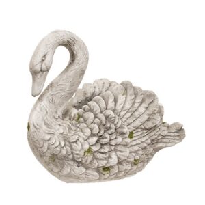 Resin Mossy Swan Planter - 19"L x 15"H