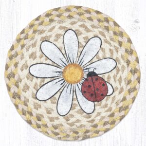 10" Round Printed Trivet with Daisy & Ladybug Design