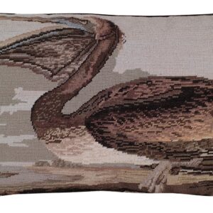Brown Pelican Needlepoint Pillow 16"x28"