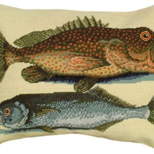 Two Fish Needlepoint Pillow 16″ x 20″