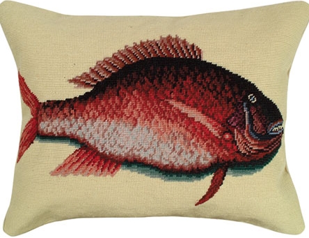 Porgy Fish Needlepoint Pillow 16″ x 20″