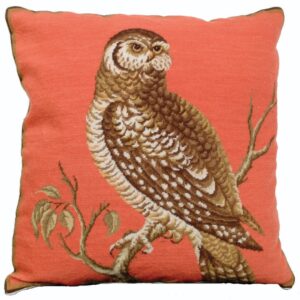 Little Hawk Owl Petit Point Pillow 18"x18"