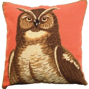 Great Horned Owl Petit Point Pillow 18″x18″