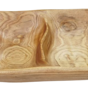 Set of 2 2-Section Burl Wood Trays - 18" x 16" - Rustic Cabin Decor