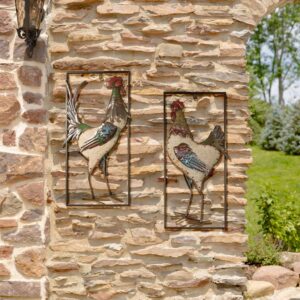 Set of 2 Iron Wall Roosters