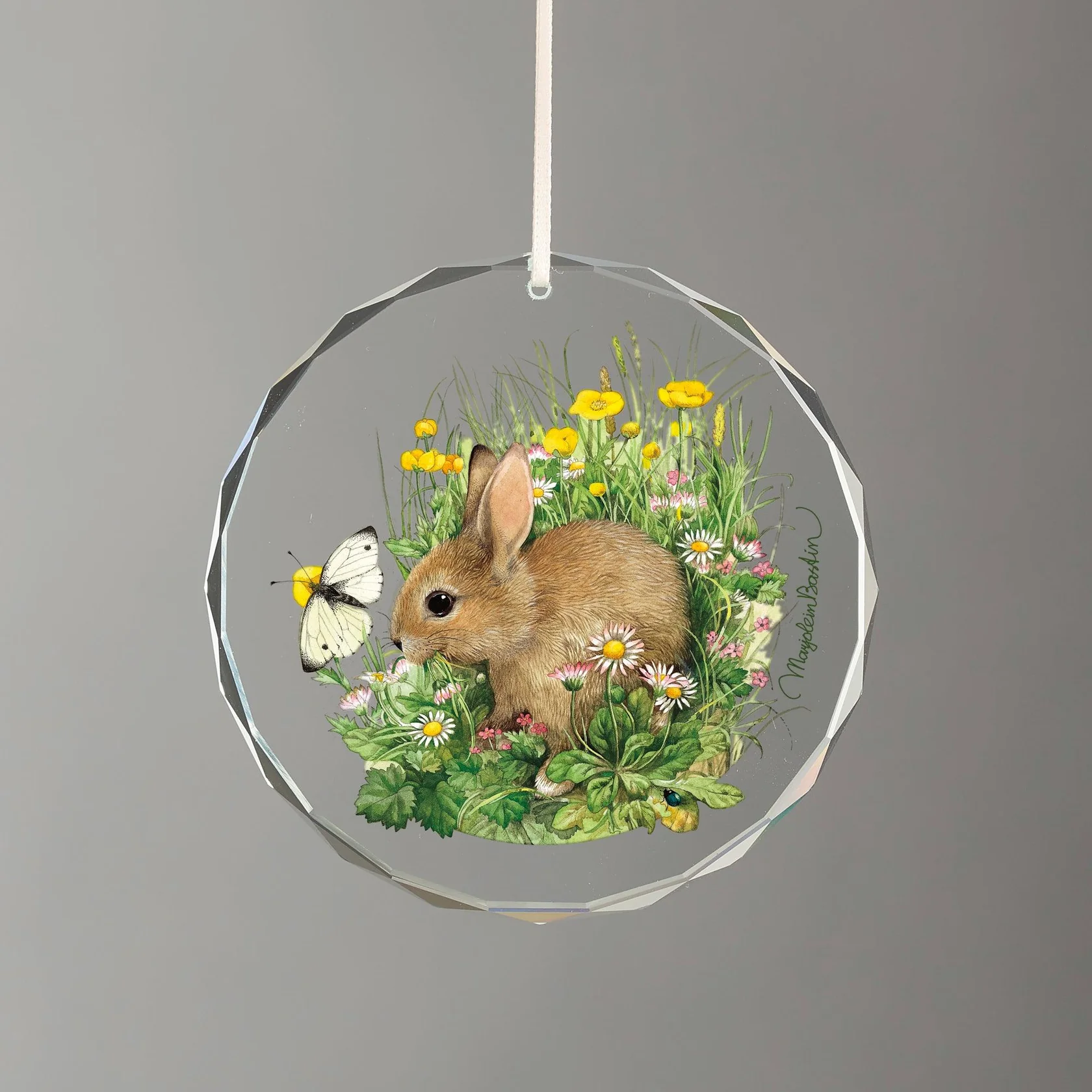 Spring Snack - Bunny - Round Glass Ornament