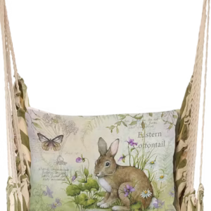 4-Piece Swing Set – Summer Palms with Bunny Eastern Cottontail Pillow