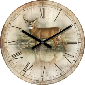 Tranquil Waters - Whitetail Deer - 21" Round Clock