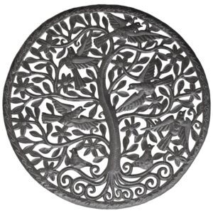 Tree of Life Large Round Recycled Steel Drum Wall Art 33"