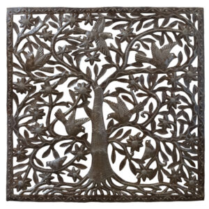 Tree of Life Large Square Recycled Steel Drum Wall Art 34" x 33.5"