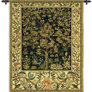 Tree of Life in Midnight Blue by William Morris Woven Tapestry Wall Art Hanging