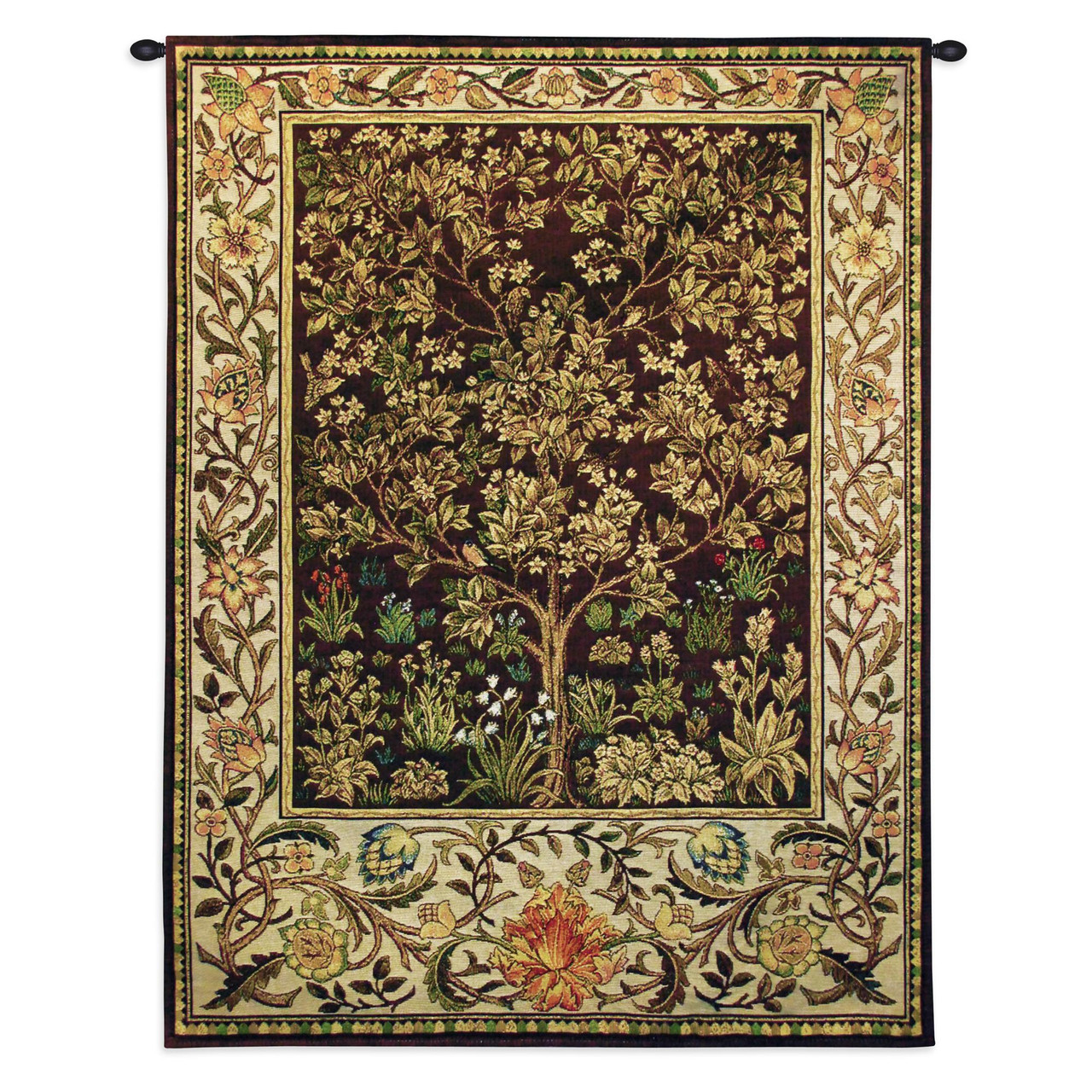 Tree of Life in Umber by William Morris Woven Tapestry Wall Art Hanging