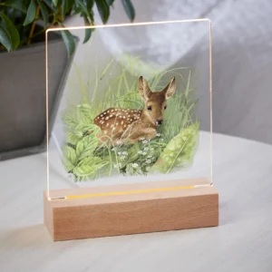 Waiting for Mom – Deer Fawn – Acrylic Night Light
