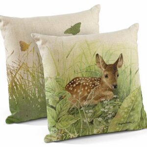 Waiting for Mom - Deer Fawn - 18" Decorative Pillow