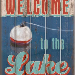 Welcome Lake Bobber - 18" x 22" Pallet Wall Art