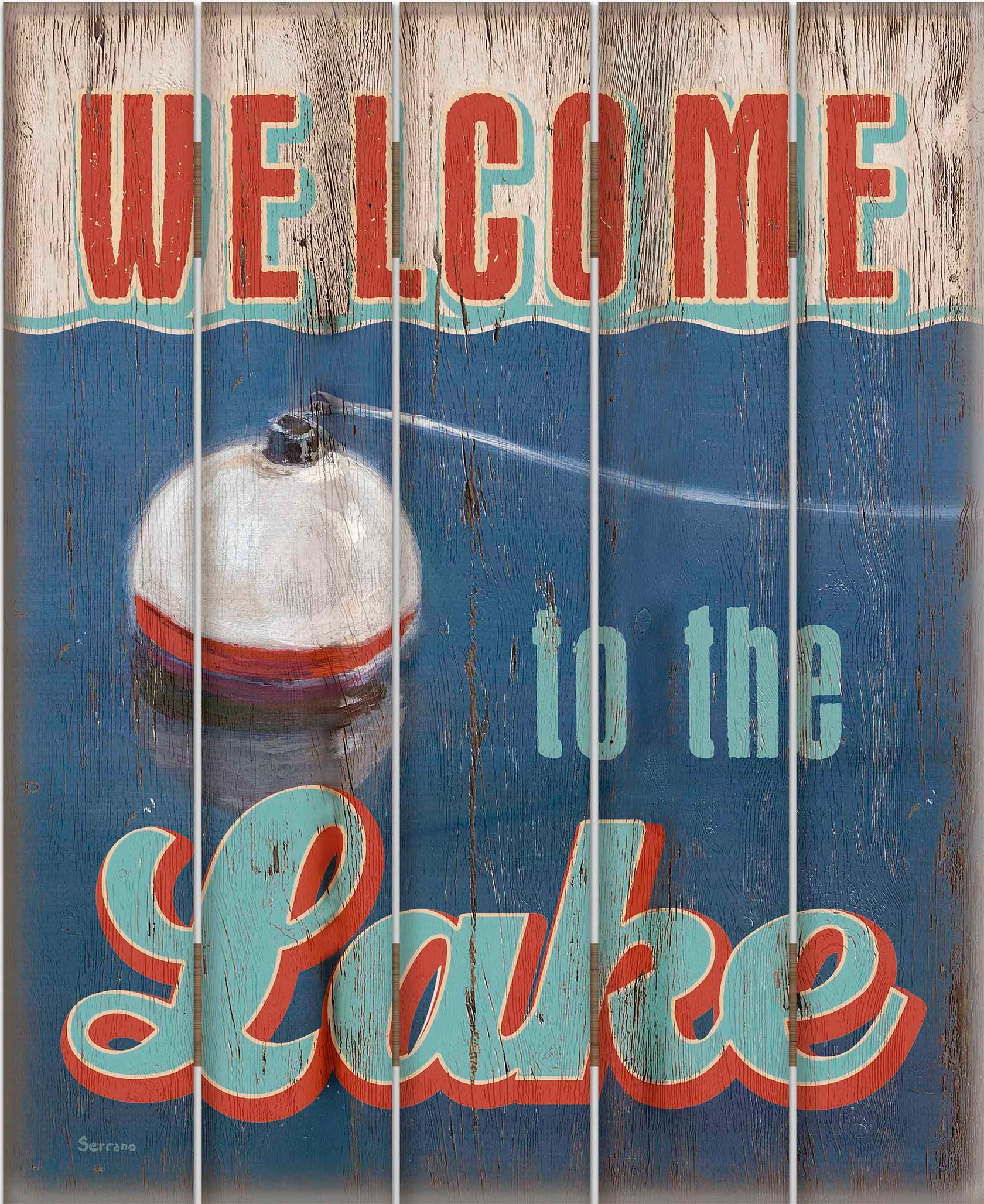 Welcome Lake Bobber - 18" x 22" Pallet Wall Art
