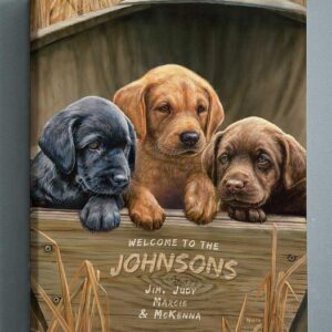 All Hands on Deck - Lab Puppies - 20.5" x 16" Personalized Wrapped Canvas