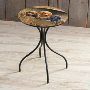 All Hands on Deck - Three Puppies - 18" Metal Side Table
